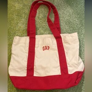 GAP Cream Red Canvas Mini Tote
